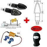 DESCRIZIONE E CARATTERISTICHE PRODOTTO: 1 Coppia di frecce + 2 resistenze per l'intermittenza. 1°-Atom, indicatori direzione a led 12V - Lente bianca - luce arancione - 12v a led - omologazione: E - Cavi con connettori rapidi - Alta resistenza alle vibrazioni - Sporgenza con snodo gommato antirottura - montaggio sia anteriore che posteriore - colore nero. 2°- 2 pezzi Resistenza cementata - 6 OHM 25W - la resistenza va montata 1 su ogni singola freccia - con connettori rap