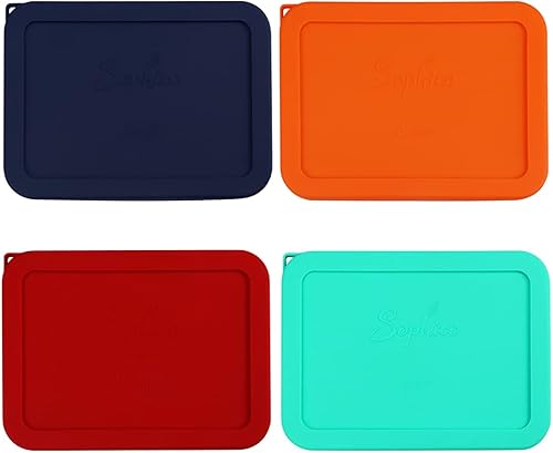 Sophico Tapa de almacenamiento rectangular de silicona para 6 tazas de repuesto para cuencos de vidrio Pyrex 7211-PC, recipiente no incluido (MIX)
