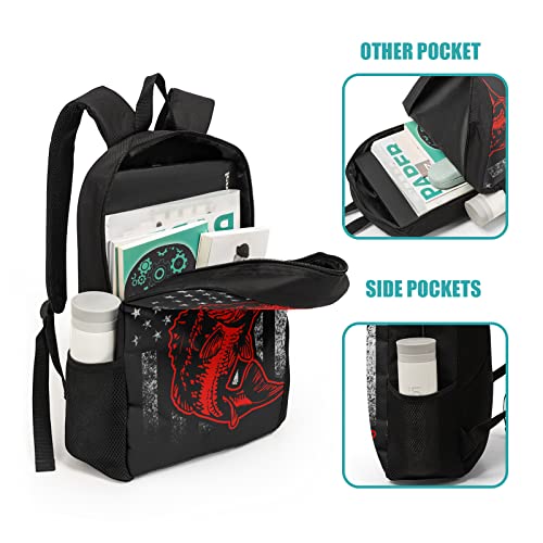 Bass Fishing Lure Teens School Backpack Set American Flag Canvas Girls Boys School Bags Travel Bookbags 3 In 1 #TOP3