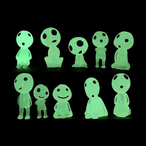 LUYING ジブリ グッズ 木のエルフフィギュア 、ガーデンアクセサリールミナスマイクロランドスケープガーデンデコレーションは暗い屋外パティオ芝生ヤードキットで輝きます （10個の緑） 2枚目