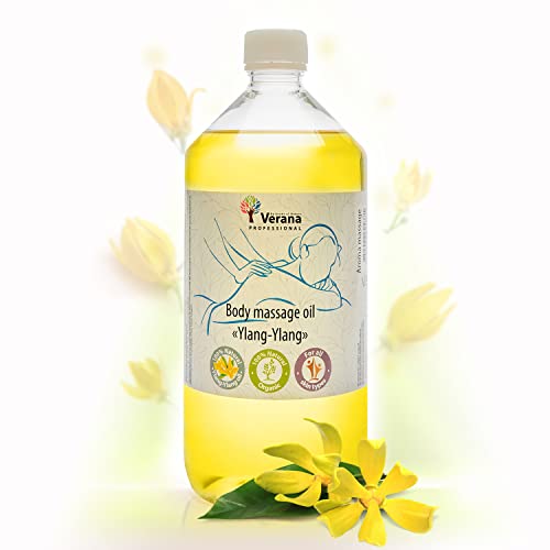 Verana Ylang-Ylang Massage-Öl, Naturkosmetik Körper-Öl, Alle Haut, Verjüngende und Revitalisierende Massage, Aromatherapie (1L) Cover