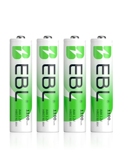 EBL 1100mAh Super Capacity AAA Rechargeable Batteries, 4 Pack