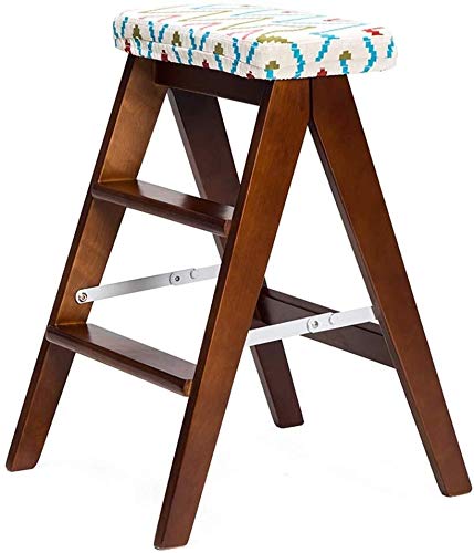 Escabeau de jardin en bois marron pliable avec marchepied large