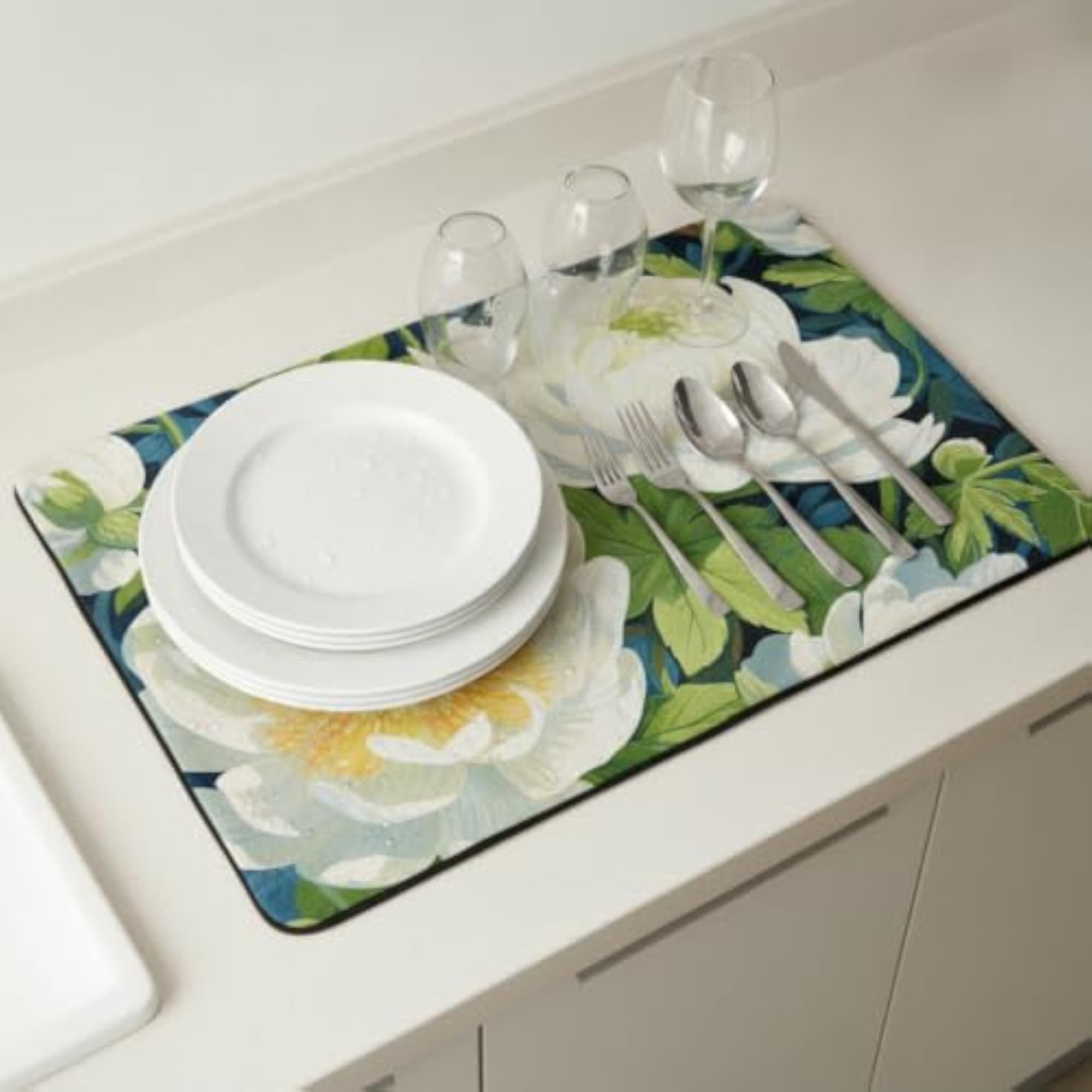 Diatomite Drying Mat for Kitchen Counter, Absorbent Dish Drying Pad