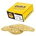 Dura-Gold - Premium - 600 Grit - 5" Gold Sanding Discs - 8-Hole Dustless Hook and Loop for DA Sander - Box of 50 Finishing Sandpaper Discs for Woodworking or Automotive