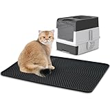 kathson Cat Litter Mat,Litter Trapping Mat Silicone Kitty Litter Mat Waterproof Urine Proof Kitty Litter Mat Washable Cat Litter Box Mats for Floor Suitable for Cats and Kittens（Black）