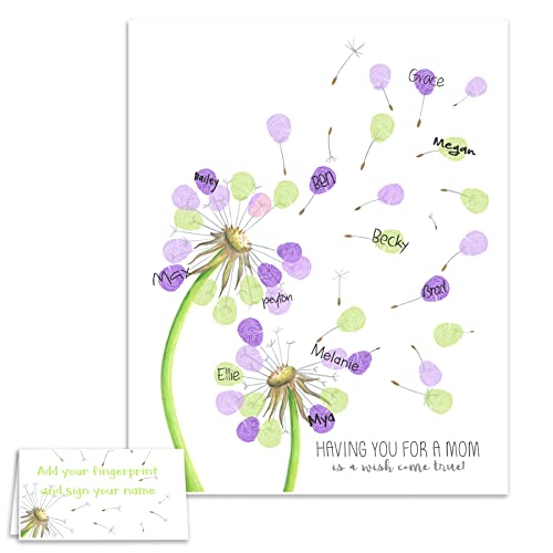 Mother\'s Day Gift Ideas, Thumbprint Dandelion, Gift for Mom, Gift from Kids, Fingerprint Poster