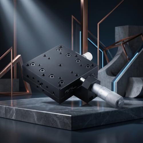 Keenso Lineartisch, manueller Mikrometer Präzisionstisch mit mechanischem Antrieb, Positionierplattform 60x60mm for Labor Forschung Industrie Feinjustage