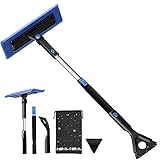 【EVA製ブラシ】JOYTUTUS 車 スノーブラシ 伸縮 【68-122cm】4段階調整 円弧デザイン 除雪ブラシ 車用 アイススクレーパ付き 連結式 折りたたみ 雪対策 ベタ雪用 ヘッド調整可能 SUV対応 長さ調整