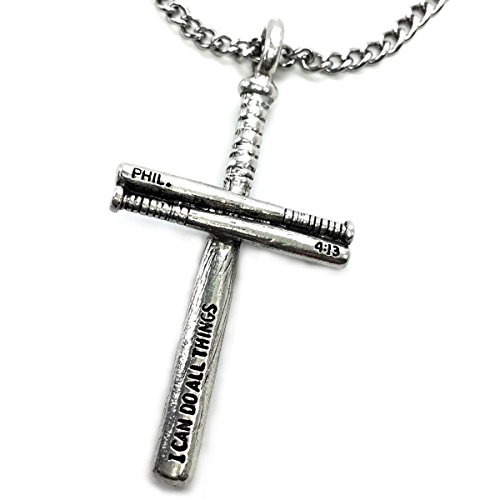 FORGIVEN JEWELRY Baseball Bat Cross Necklace Chain