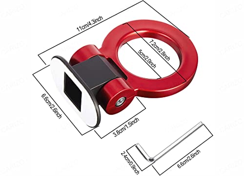 Image of CARIZO Tow Hook Kit (Round - Red) Car Decorations Sticker Car Decor Bumper for Auto Exterior Accessories (Only Decoration) Compatible with Tata Nexon (Type-II) 2020 Onwards