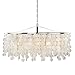 VAXCEL Elsa 5L Nickel Coastal Capiz Shell Linear Chandelier Island Pendant Light Fixture