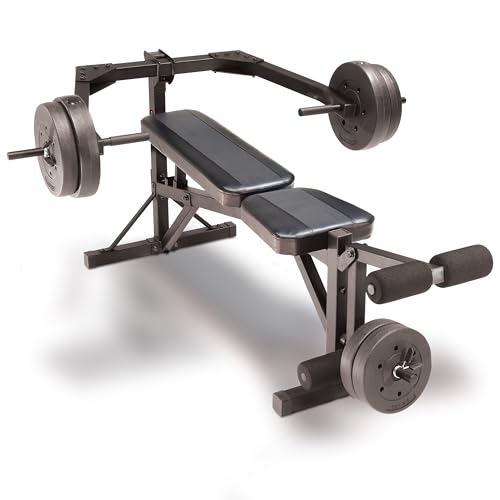 Cap Leverage Weight Bench with 100 LB Vinyl Weight Set,