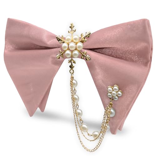 Image of Oversized Bow Ties for Men, Adjustable Bow Tie Pre-tied Bowties Pearl Decoration Bowtie for Tuxedo Wedding Party Prom