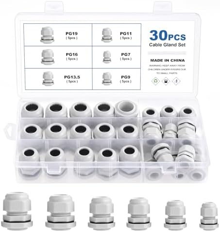 Eowppue 50-teiliges Set Kabelverschraubungen - Wasserdicht & Einstellbar Für M12 Bis M25 & PG7 Bis PG19