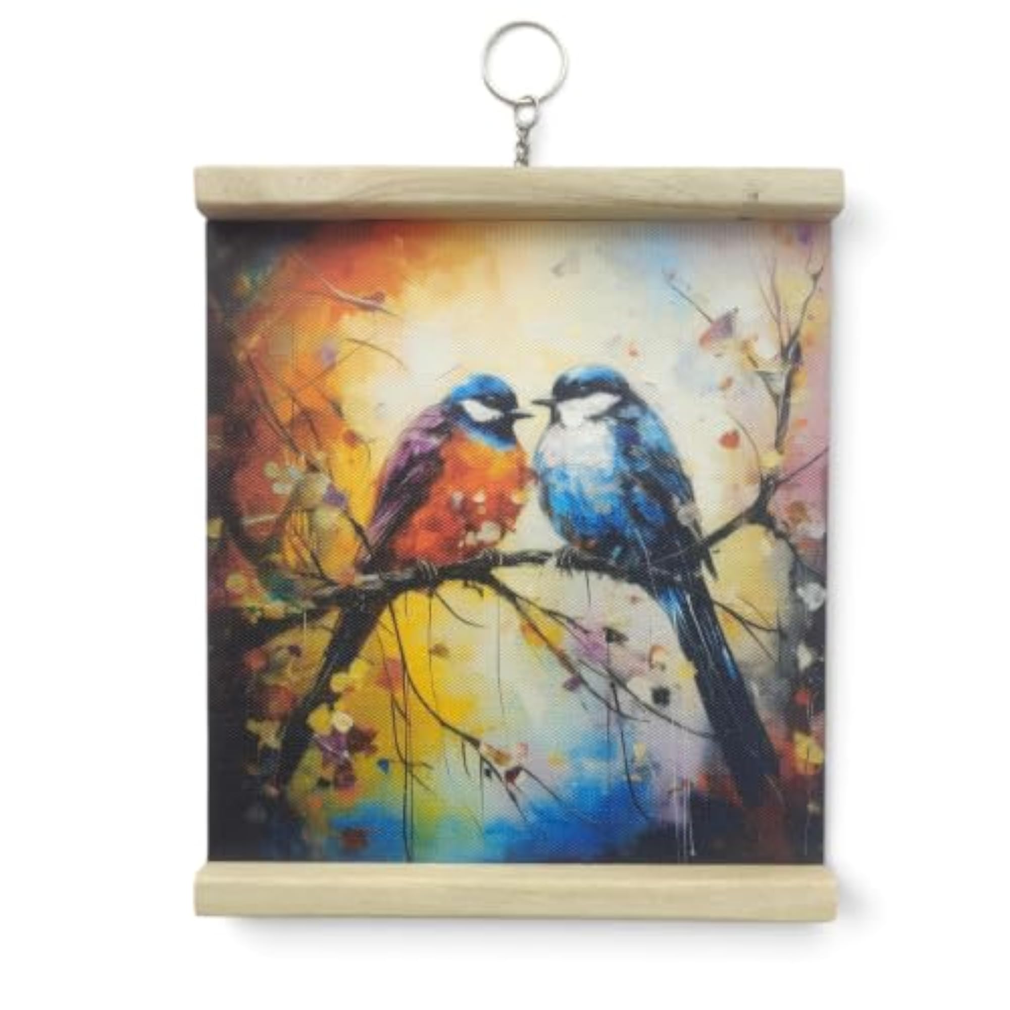 Framed Two Birds Keychain Painting for Home Decor