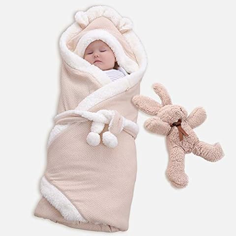 MYTZ Baby Blanket Swaddle Wrap Thermal Hooded Sleeping Bag Soft Cotton Wrap Baby Receiving Blanket Warm Padded Wrap Bag Pure Beach Towel Cover