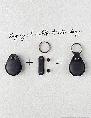 Leather Airtag Holder Case Keyfob Key Ring, Carbon Black Vegetable Tanned Crazy Horse Leather Loop Handmade Bag Charm, Air Tag Cover, Pet, Bike, Luggage Gps Tracker, Vintage Keyring, Crazy Horse Craft #TOP6