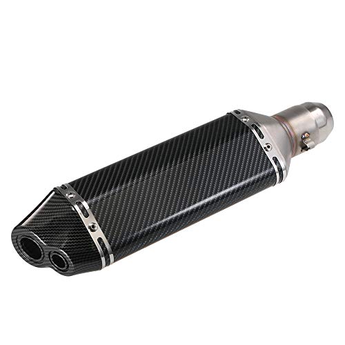 Shkalacar Silenziatori Terminali 38-51mm Colori Metallici Piccolo Hexagon Universal Nero Oblique Tail Refit Scarico Di Scarico Con Adatta Per Motociclette ATV (Black Small Hexagonv Oblique Tail