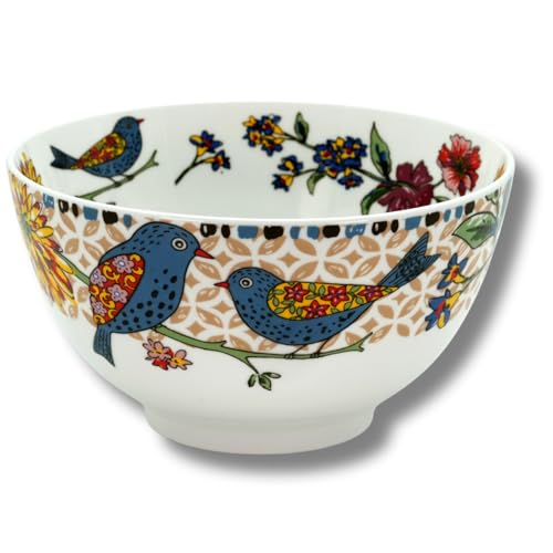 LEONARDO LUXURY HOME DESIGN Insalatiera Porcellana Japan Birds Servizio Elegante e Raffinato Uccelli Giapponesi Adatto a Lavastoviglie Forno e Microonde (17,5 x 10 cm)