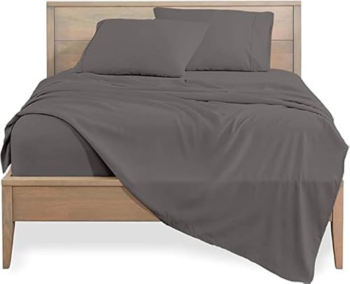 US Comfort Zone 900-Thread-Count 100% Egyptian Cotton California Queen 4 Piece Sheet Set 16" Deep Pocket, Solid Dark Grey