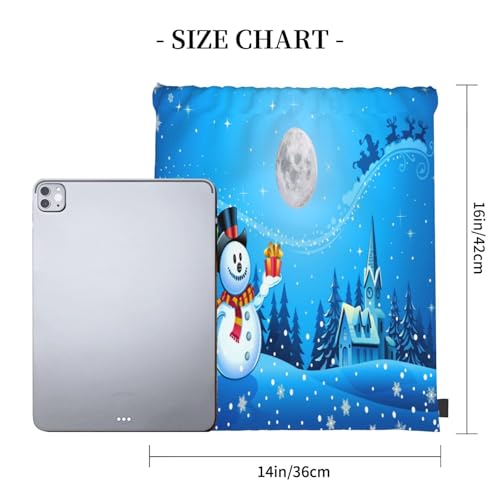 Christmas Snowman Drawstring Backpack Gym Bag Waterproof Draw String Cinch Bags for Sports Yoga Swimming Travel Beach4