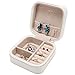 JL LELADY JEWELRY Small Jewelry Box Organizer Mini Travel Jewelry Case Portable Faux Leather Jewelry Organizer Boxes Storage Case for Women Girls, Gift Box Package (White)