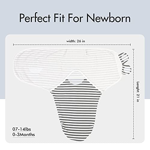 Gllquen Baby Organic Swaddle Blankets For Baby Boy Girl, Gray Elephant Star & Stripe, 3 Pack Wrap Set, Newborn Adjustable Swaddles Sleep Sack, 0-3 Months (Small/Medium) #TOP5