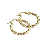 Minimalist Twisted Small Hoop Earrings S925 Sterling Silver Braided Celtic Love Knot Huggie Round Hoops Earring 20mm Fashion Jewelry for Women Girls Sensitive Ears (Yellow Gold)