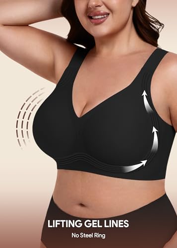 Image of HBselect Jelly Bras for Women No Underwire Plus Size Wireless Seamless Bras | push up,full coverage,for large breast,minimizer bra,separation & support,tshirt bras,soft comfy seamless wireless bralette