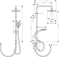 hansgrohe Vernis Blend - Duschsystem ohne Armatur, Regendusche (205 mm) mit Umsteller, Handbrause (2 Strahlarten), Schlauch, Brausestange und runder Kopfbrause (1 Strahlart), Mattschwarz, 26272670 – Ansicht 6