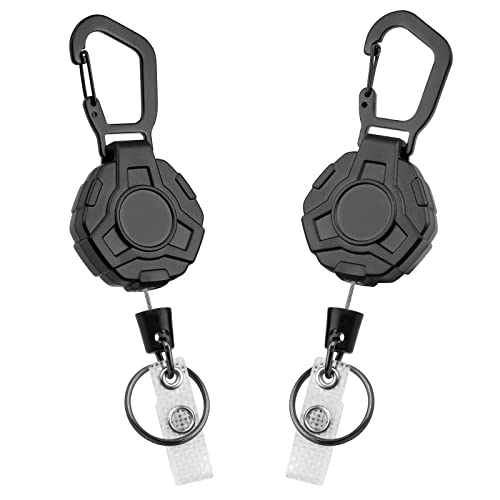 2 Pack Retractable Keychain, Multitool Carabiner Badge Holder, Retractable Id Badge Clip Reel, Retractable Key Chain With Steel Cable And Key Ring, Badge Reel Carabiner Key Chain #TOP5