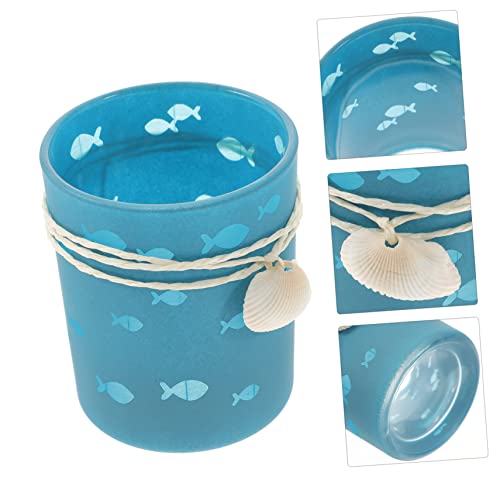 Nautical Candlestick Holder Ocean Decor Ations 4Pcs Ocean Glass Candle Holder Glass Menorah Decorate The Mediterranean Sky-Blue Terrarium Dining Table Decor #TOP1