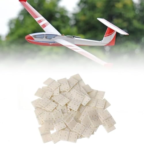 30PCS 36x20mm Rectangle Plastic Pinned Hinges, Foldable RC Airplane Control Surface Hinges for DIY Model Airplane Parts Replacement (White)