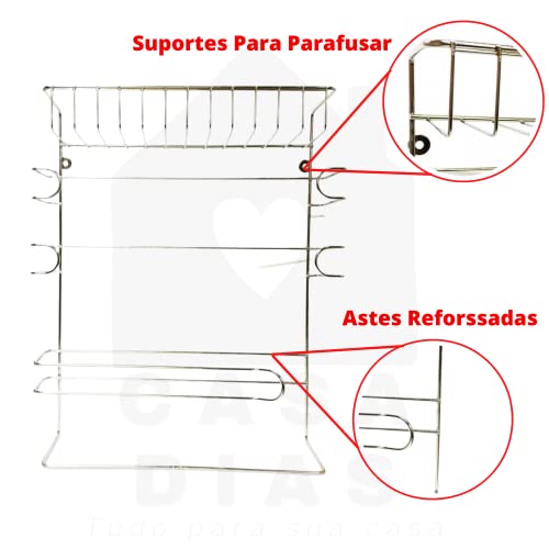 Suporte 5 Em 1 Para Parede Cozinha Porta Papel Toalha Filme