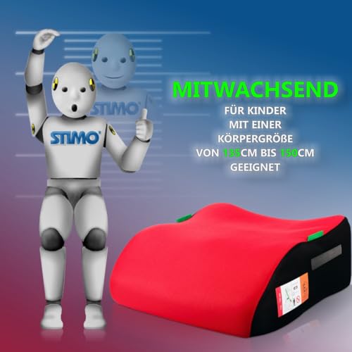 2er Set Kindersitzerhöhung ergonomisch Kinder 135-150 cm Sitzerhöhung Auto Sitz ECE R129 Bezug waschbar (Rot)
