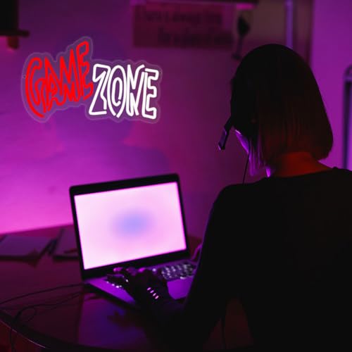 Image of Game Zone Neon Sign, LED Gamer Sign Light for Wall Decor, Gaming Neon Sign for Boy Teen Room Wall Decor, USB Powered Game Room Neon Light for Gamer Boys Teens Men Friends Gift