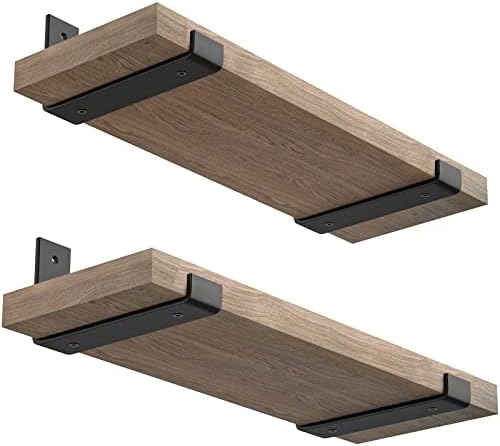 8 Inch Wall Shelf Brackets (Match 7.25" Board) 4PCS, Heavy Duty Black Metal, Kitchen, Bathroom, Mantel, Floating Shelves Hardware