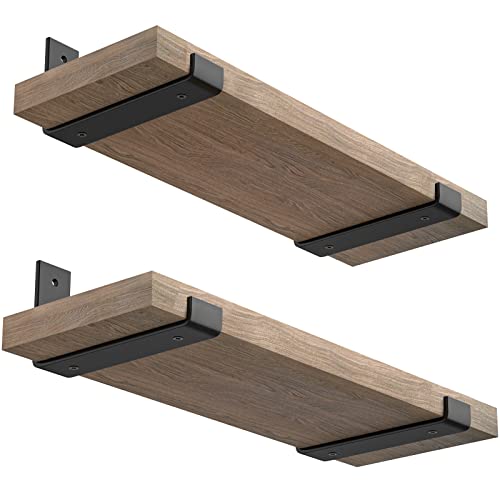 8 Inch Wall Shelf Brackets (Match 7.25  Board) 4PCS, Heavy Duty Black Metal, Kitchen, Bathroom, Mantel, Floating Shelves Hardware