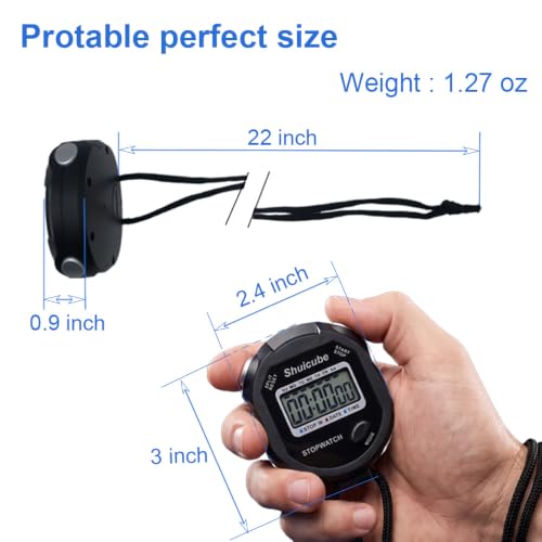 Digital Stopwatch Timer with Replaceable Battery, Large Display, Simple Stop Watch for Sports, Easy to Use Timing Tool for Coaches and Referees (Black) - Image 2