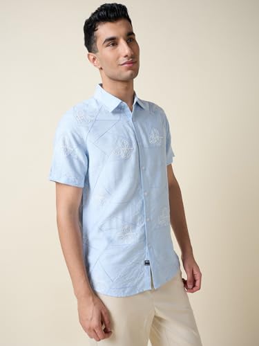Image of Thomas Scott Men Premium Embroidered Slim Fit Casual Shirt