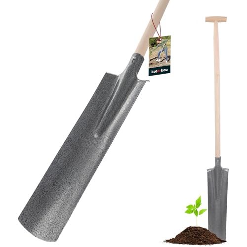 KOTARBAU Gambe di drenaggio con manico in legno, con lama in acciaio, attacco manico 36 mm, vanga da giardino, 450 x 165 mm