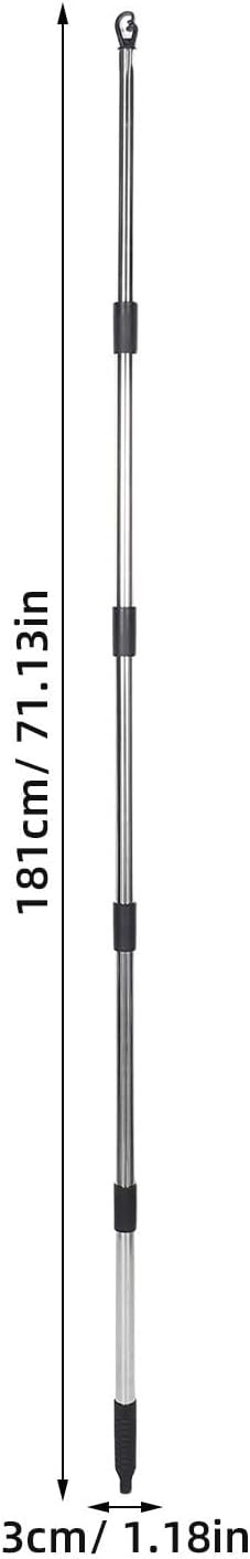 Telescopic Clothesline Support Pole 6ft Retractable Stainless Steel Clothesline Prop Pole with Five-Section Design Prevents Garment Wrinkles and Sagging for Outdoor Garden Use