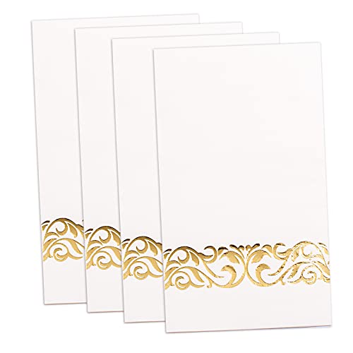 WDF 150Pack Gold Napkins Disposable - 3ply White and Gold