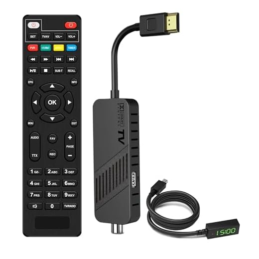 Leyf Décodeur DVB-T2 TNT Full HD 1080P, TV Decodeur Caché derrière la TV, Affichage numérique, HEVC H265 Main 10 Bits, 2in1 télécommande, HDMI/AV, USB