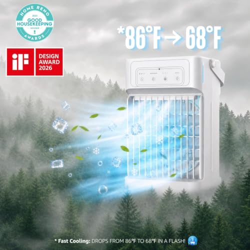 Portable Air Conditioners, 3 Speeds & 3 Mist Settings, 40oz XL Water Tank, Timer & 7-color Night Lights, Air Conditioner Portable, Personal Mini Small Portable Air Conditioner for Bedroom by DoDidxyz - Used condition - US$24.59