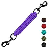 PetBonus Dog Collar Safety Clip, Handmade Backup Safety Strap for Dog Harness, Prong, Pinch Collar, Double Ended Clasp Leash Connector (Purple)