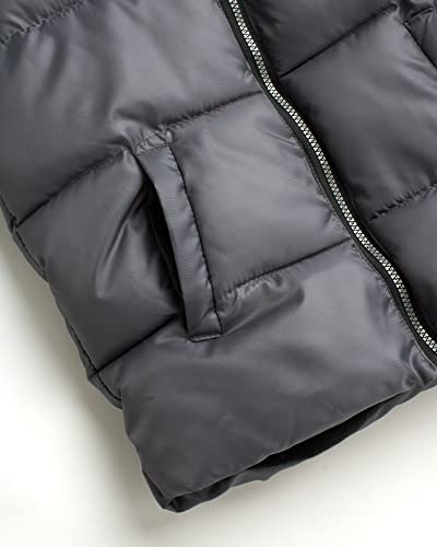 Ixtreme Boys' Winter Jacket - Polar Fleece Lined Bubble Puffer Water Repellent Ski Jacket, Size 14/16, Charcoal Grey/Black #TOP3