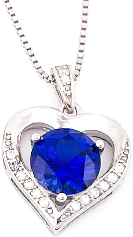 HANDMADE 2.8 carat Diamond and Sapphire Heart Pendant Necklace for women Natural Sapphire Heart Necklace gift for Her Women Fine Jewellery White Gold 18k Sterling Silver Valentine Sapphire Anniversary