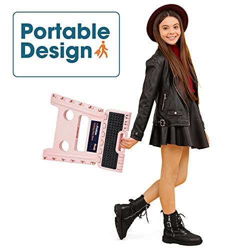 Image of Flottian 13 inch Folding Step Stool for Adults and Kids Holds Up to 300 lbs,Non-Slip Folding Stools with Handle, Compact Plastic Foldable Step Stool for Bathroom,Bedroom, Kitchen,Sakura Pink,1PC
